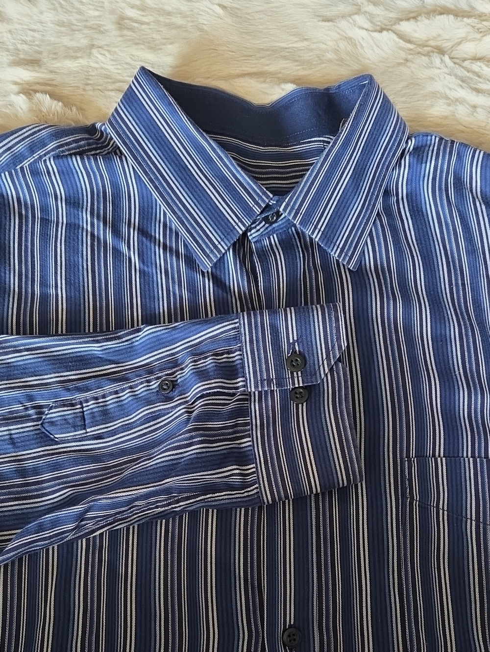 Tasso Elba Men's Striped Button Down Dress Shirt XL 17-17 1/2